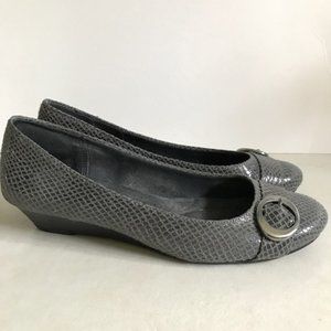 Gray Patent Flats with Buckle